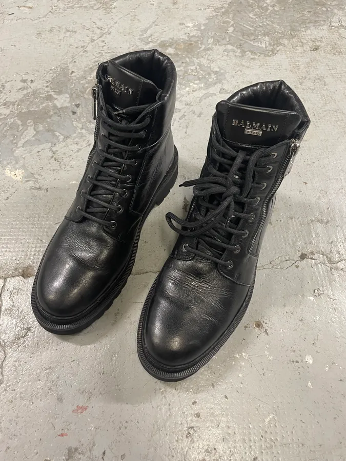 Balmain Premium Black Leather High Boots - Image 3
