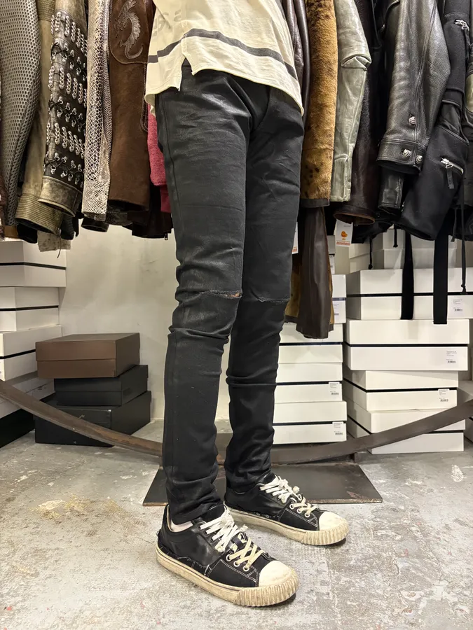 Balmain Waxed Black Slim Denim Jeans - Image 3