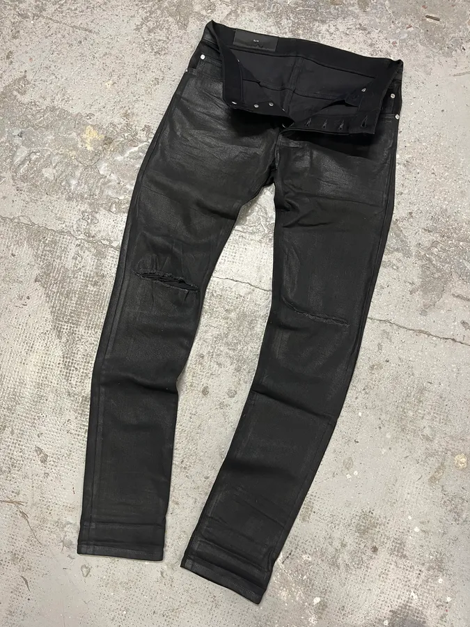 Balmain Waxed Black Slim Denim Jeans - Image 6