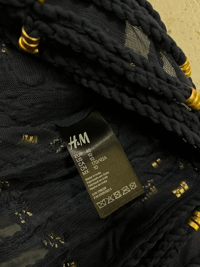 Balmain X H&M Navy Textured Gold Studded Cropped Sweater - Image 9