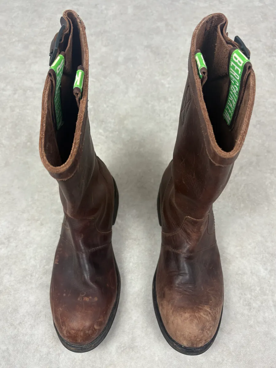 Bikkembergs Archive Brown Eroded Leather Ankle Boots - Image 2