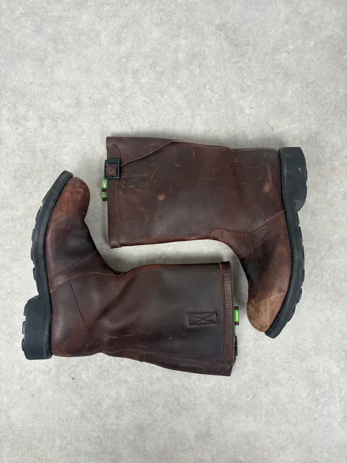 Bikkembergs Archive Brown Eroded Leather Ankle Boots - Image 3