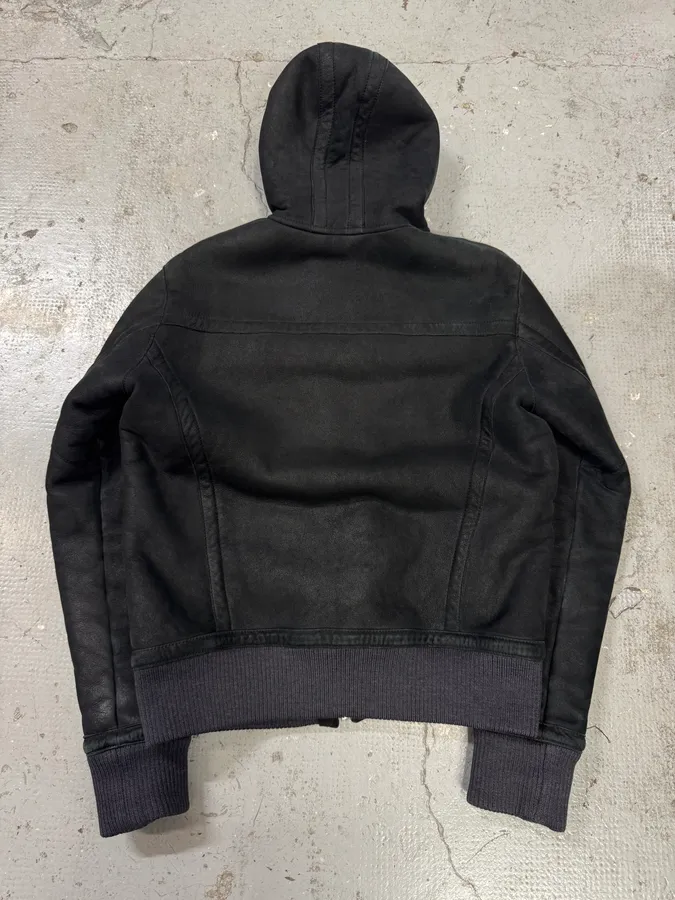Bikkembergs Black Hooded Sheep Leather Jacket - Image 3