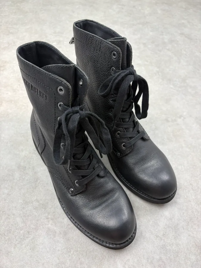 Bikkembergs Black Leather Combat Boots - Image 4