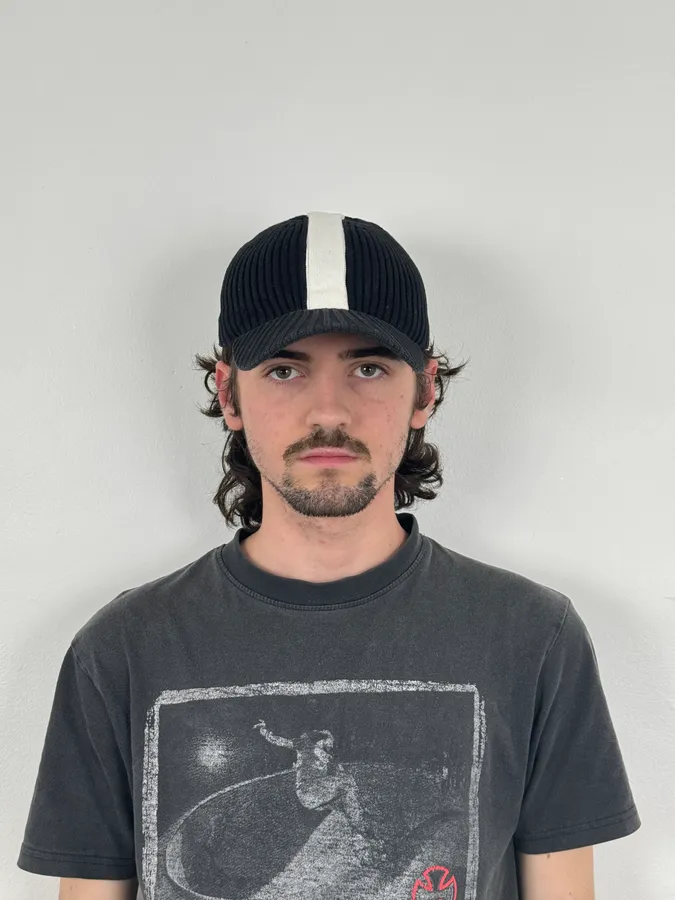 Bikkembergs Black Wool Ribbed Baseball Cap