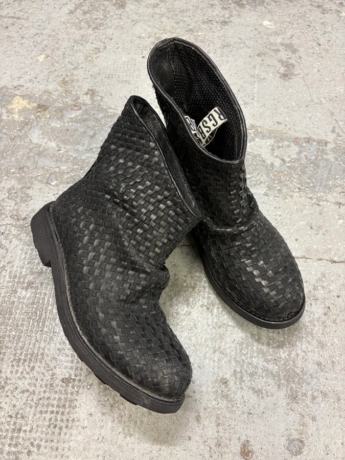 Bikkembergs Black Woven Embossed Leather Boots - Image 5