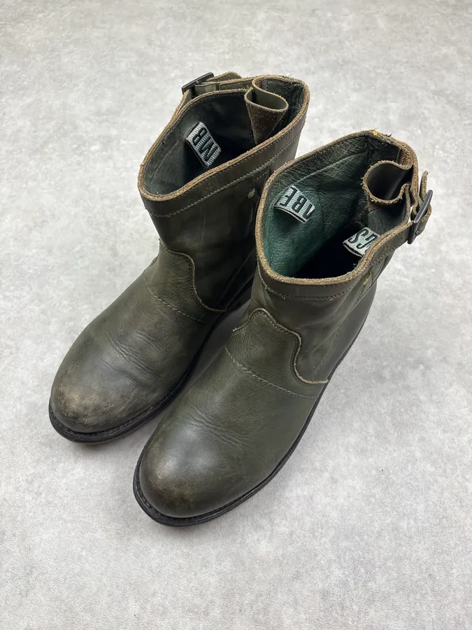 Bikkembergs Dark Green Leather Ankle Boots - Image 3