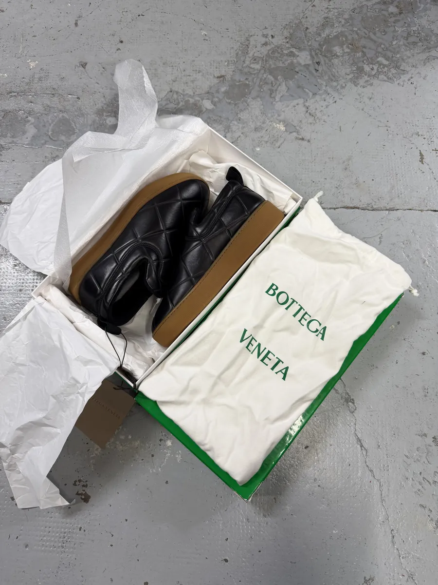 Bottega Veneta Black Leather Rubber Gum Sole Loafers - Image 10