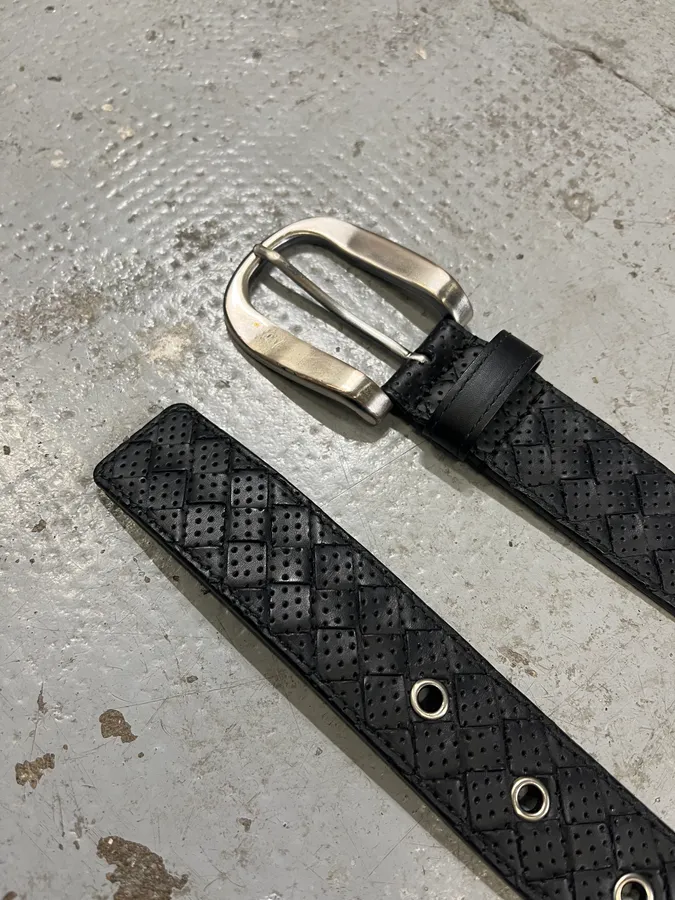 Bottega Veneta Black Perfored Leather Belt - Image 5
