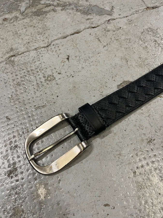 Bottega Veneta Black Perfored Leather Belt - Image 6