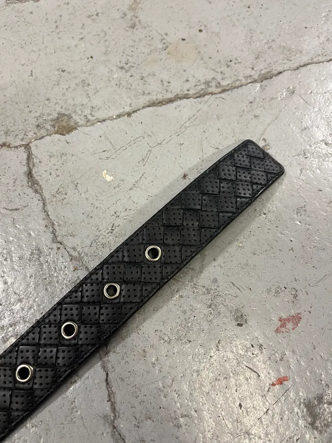 Bottega Veneta Black Perfored Leather Belt - Image 7