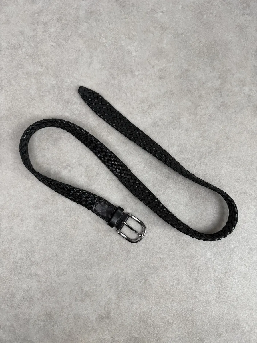Bottega Veneta Black Woven Leather Belt