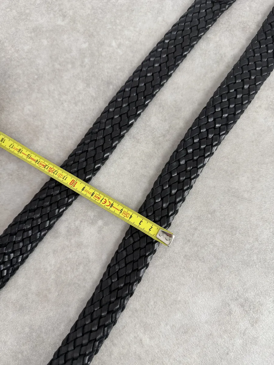 Bottega Veneta Black Woven Leather Belt - Image 2