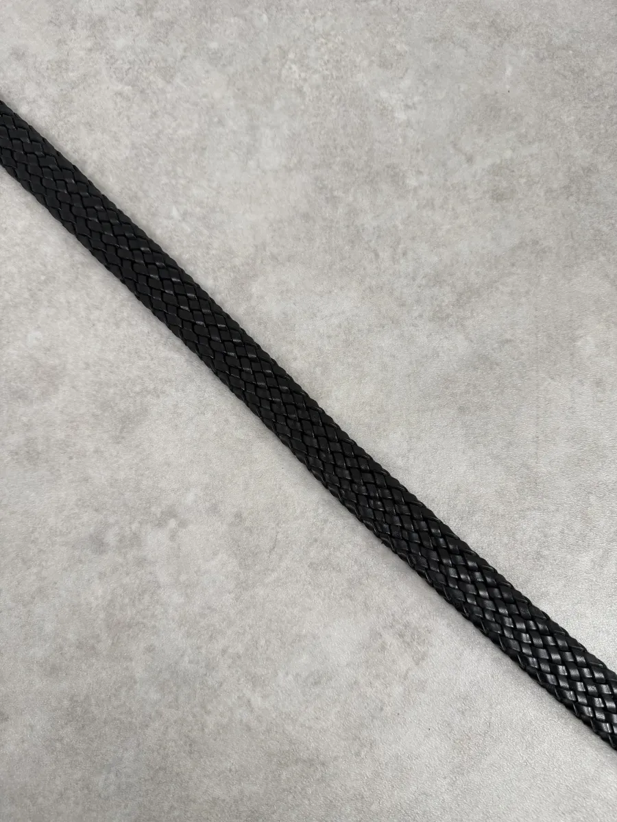 Bottega Veneta Black Woven Leather Belt - Image 3