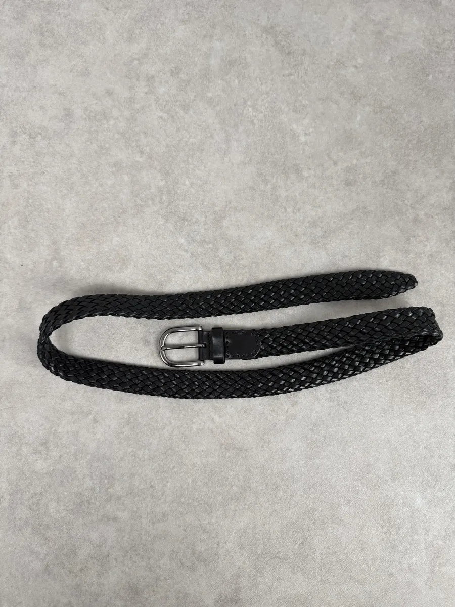 Bottega Veneta Black Woven Leather Belt - Image 6