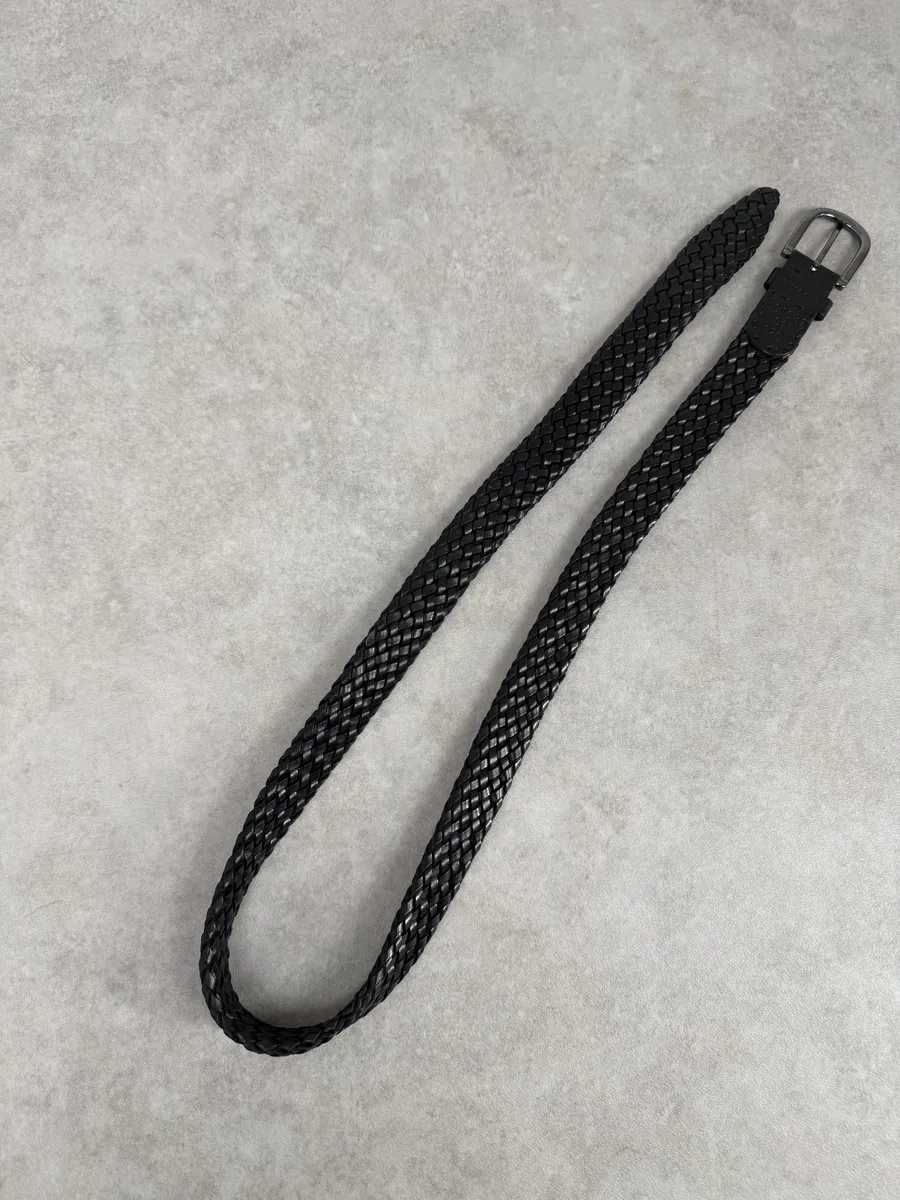 Bottega Veneta Black Woven Leather Belt - Image 7