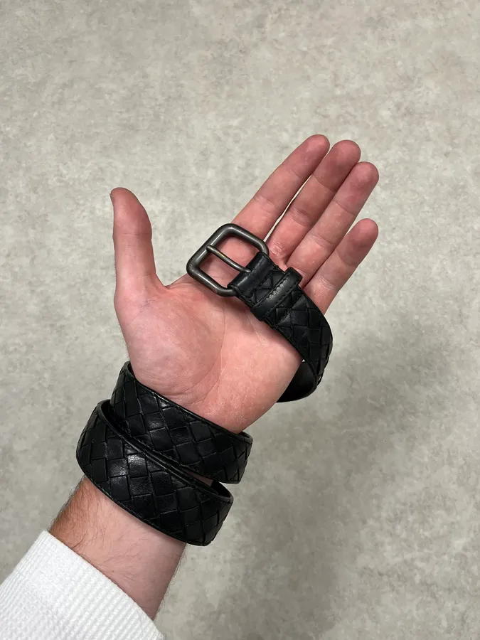 Bottega Veneta Black Woven Leather Belt - Image 2