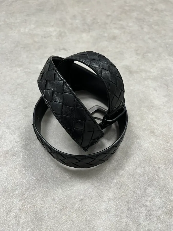 Bottega Veneta Black Woven Leather Belt - Image 3