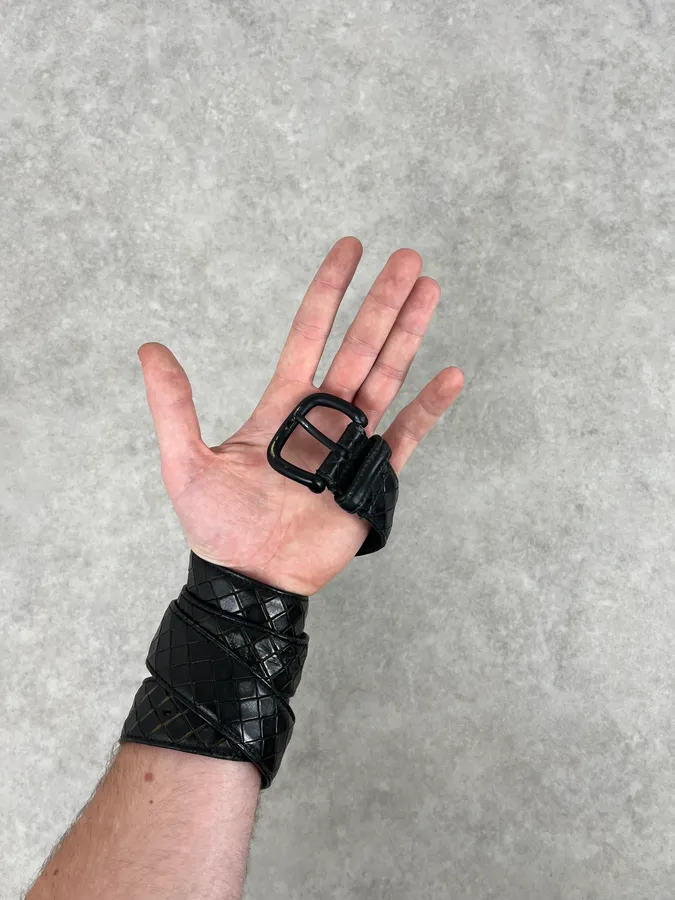 Bottega Veneta Black Woven Leather Premium Belt - Image 2