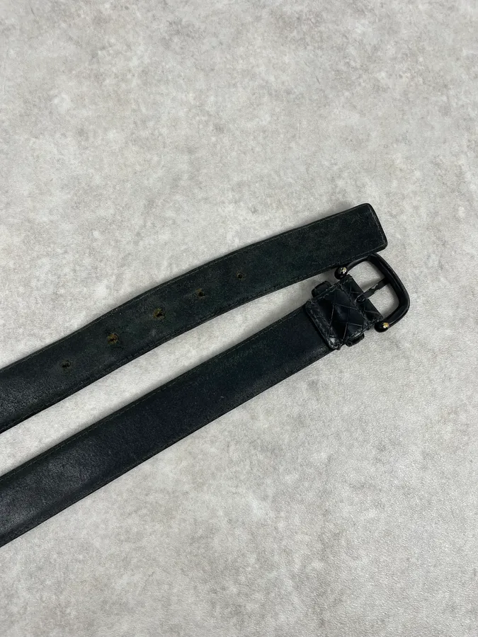 Bottega Veneta Black Woven Leather Premium Belt - Image 3