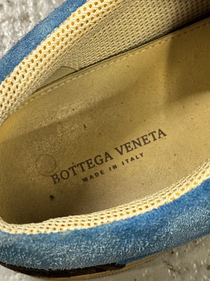 Bottega Veneta Blue Intrecciato Contrast Suede Low Sneakers - Image 12