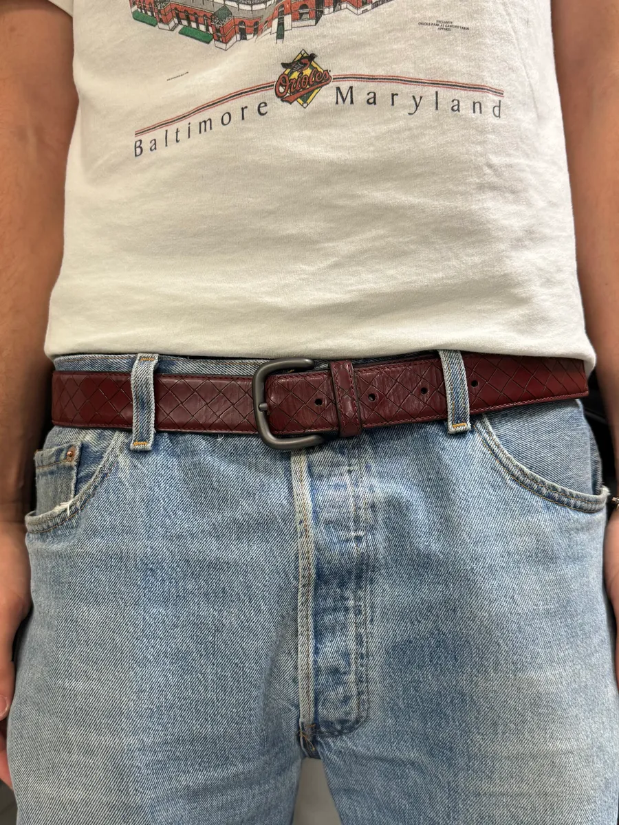 Bottega Veneta Bordeaux Leather Belt - Image 2