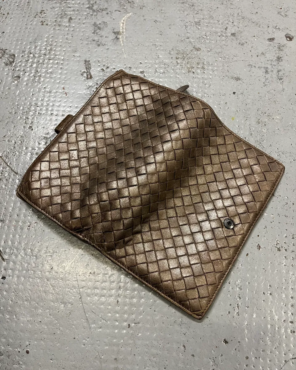 Bottega Veneta Bronze Leather Intrecciato Wallet - Image 6
