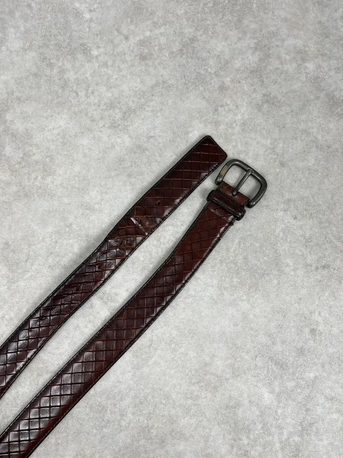 Bottega Veneta Brown Intrecciato Woven Leather Belt - Image 4