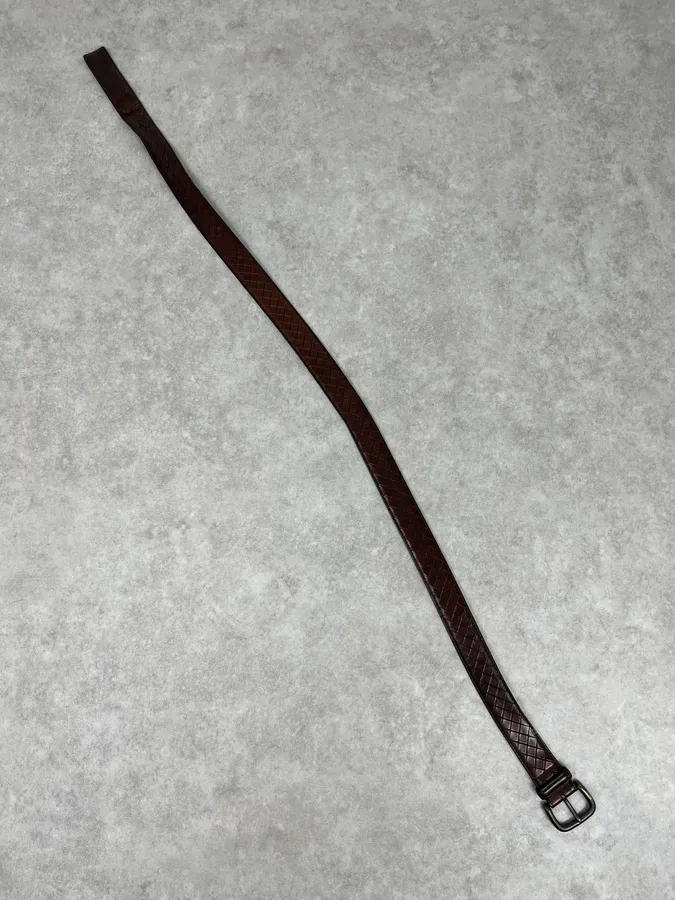 Bottega Veneta Brown Intrecciato Woven Leather Belt - Image 8