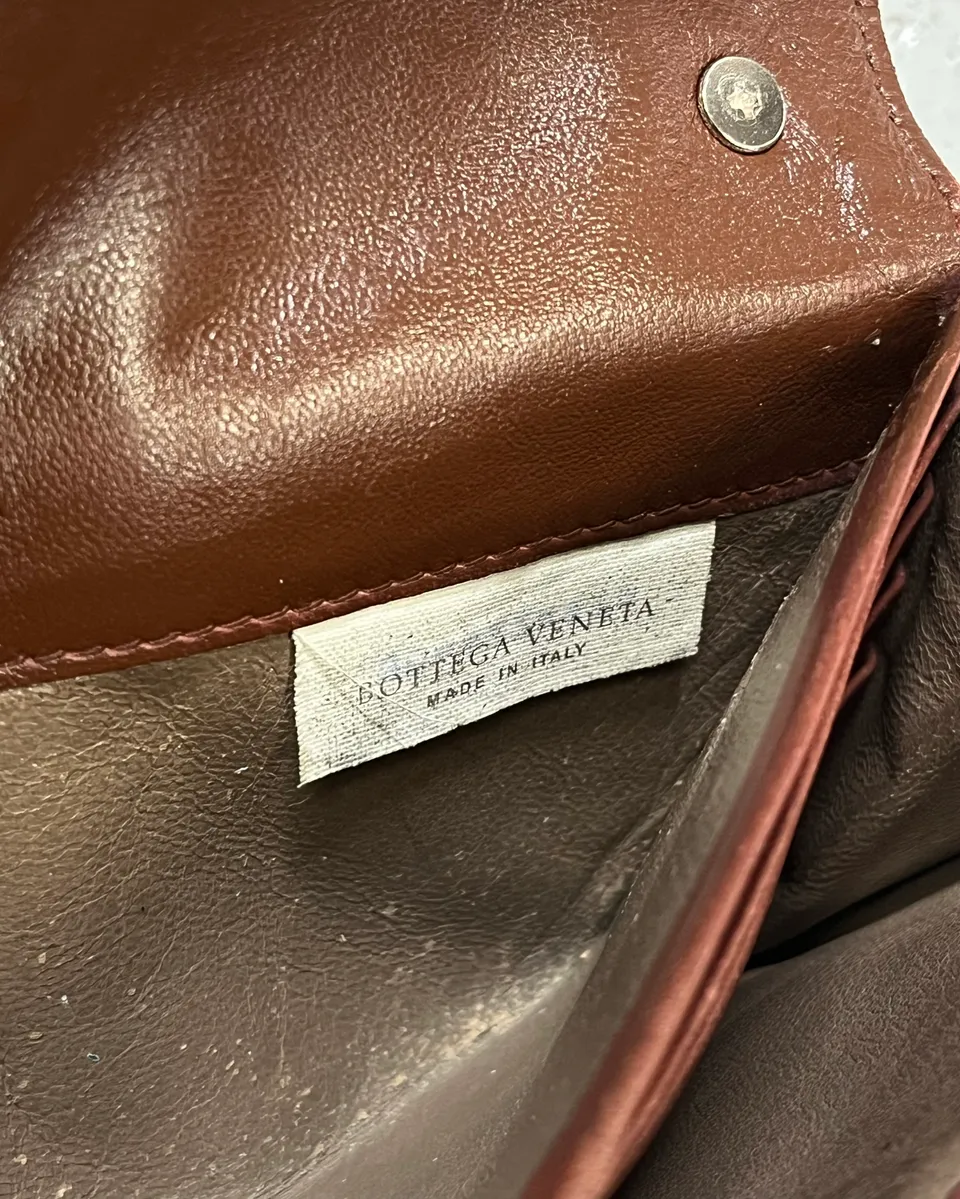Bottega Veneta Brown Leather Intrecciato Wallet Bag - Image 10
