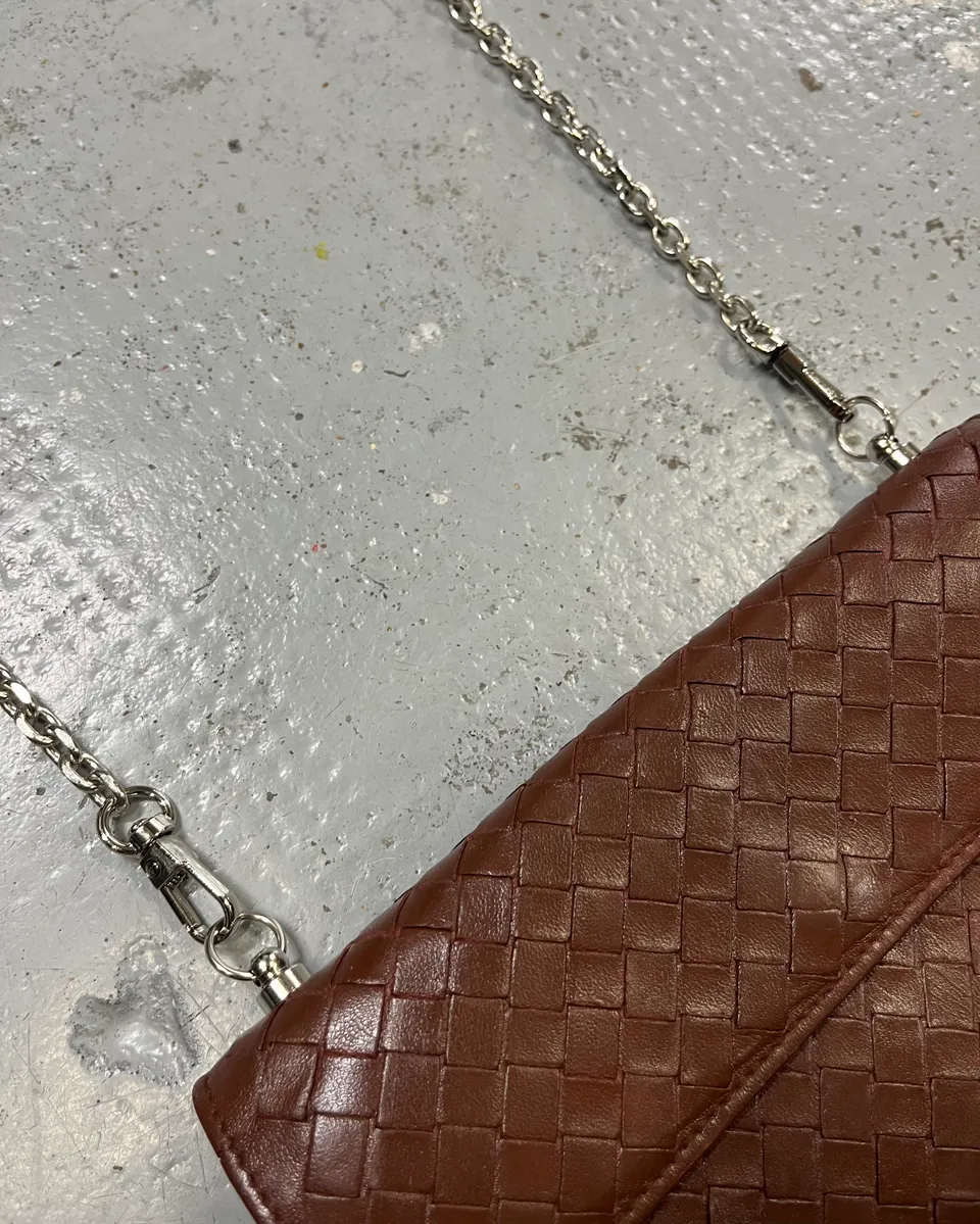 Bottega Veneta Brown Leather Intrecciato Wallet Bag - Image 5