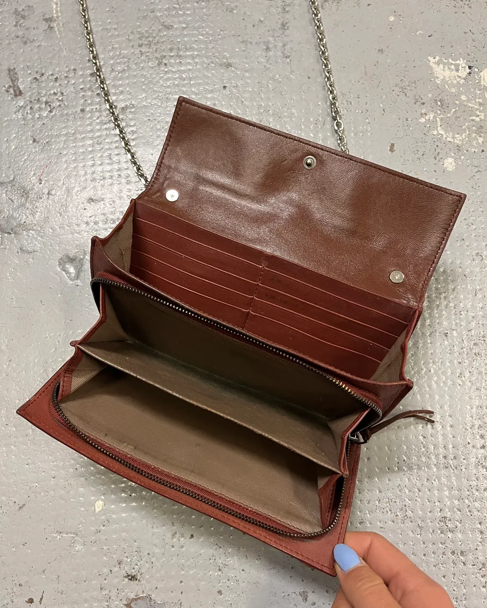 Bottega Veneta Brown Leather Intrecciato Wallet Bag - Image 8