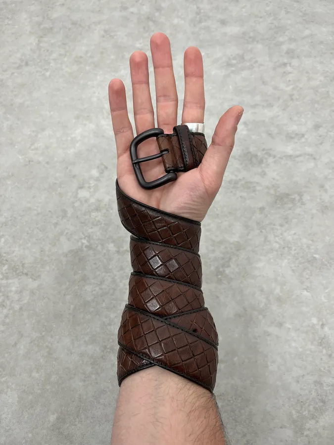 Bottega Veneta Brown Woven Leather Belt - Image 2