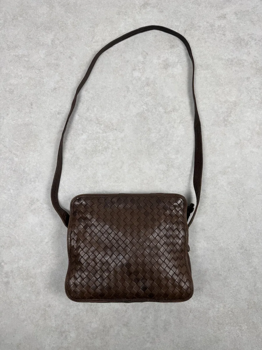 Bottega Veneta Brown Woven Leather Shoulder Bag