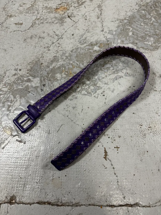 Bottega Veneta Purple Woven Leather Belt - Image 3