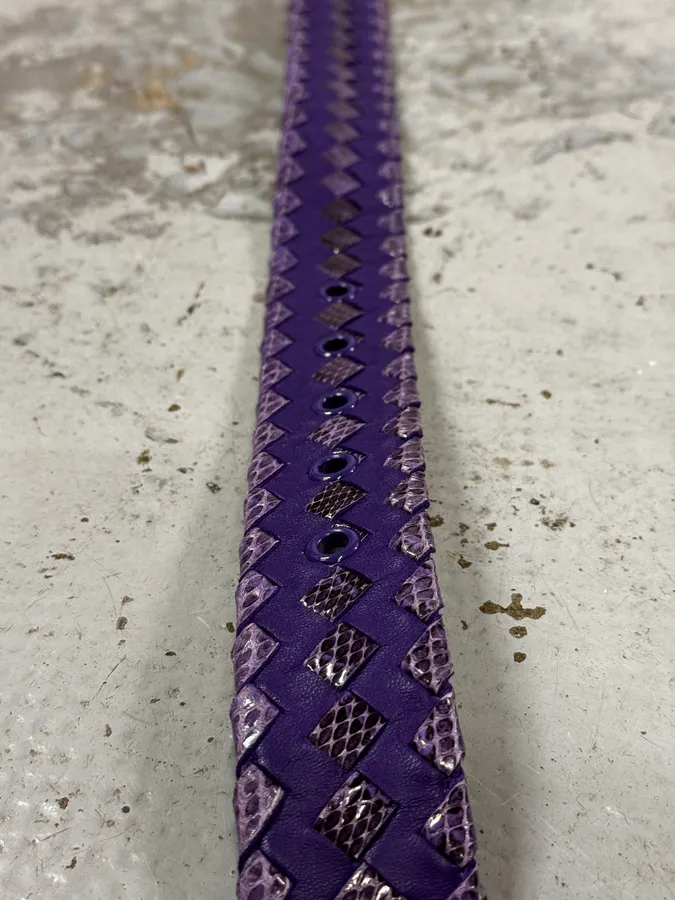 Bottega Veneta Purple Woven Leather Belt - Image 5