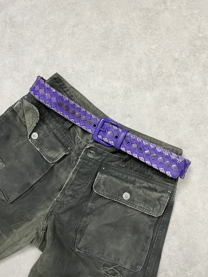 Bottega Veneta Purple Woven Python Leather Belt
