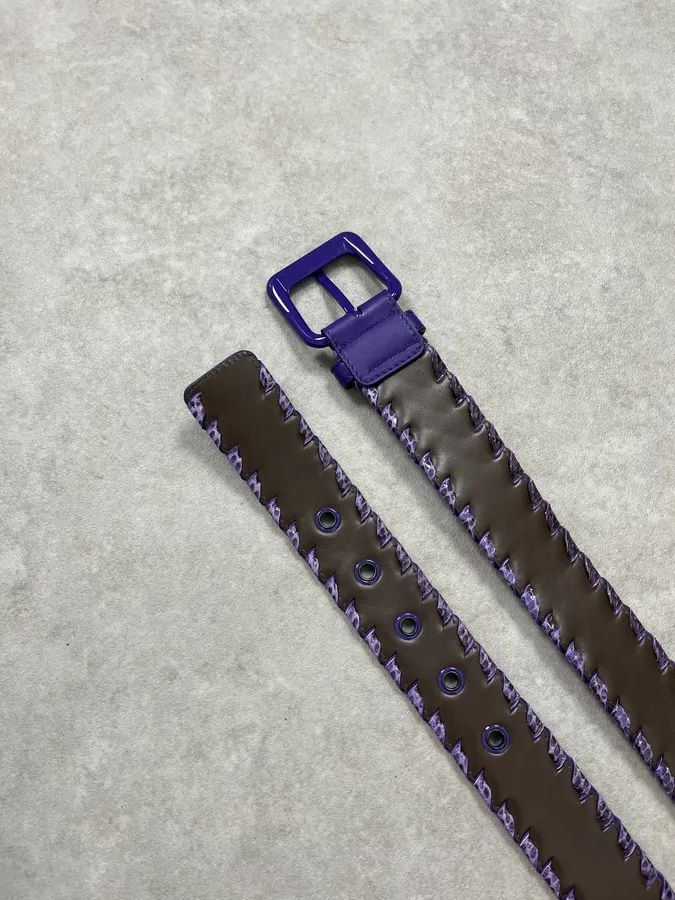 Bottega Veneta Purple Woven Python Leather Belt - Image 4