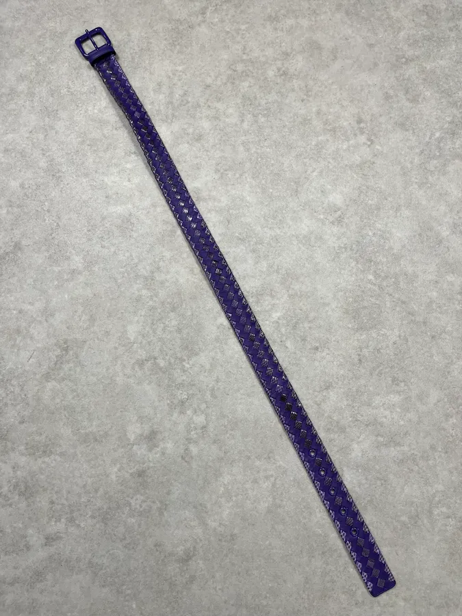 Bottega Veneta Purple Woven Python Leather Belt - Image 7