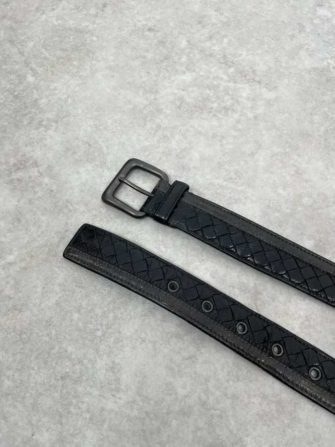 Bottega Veneta Woven Black Leather Belt - Image 3