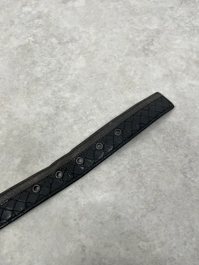 Bottega Veneta Woven Black Leather Belt - Image 6