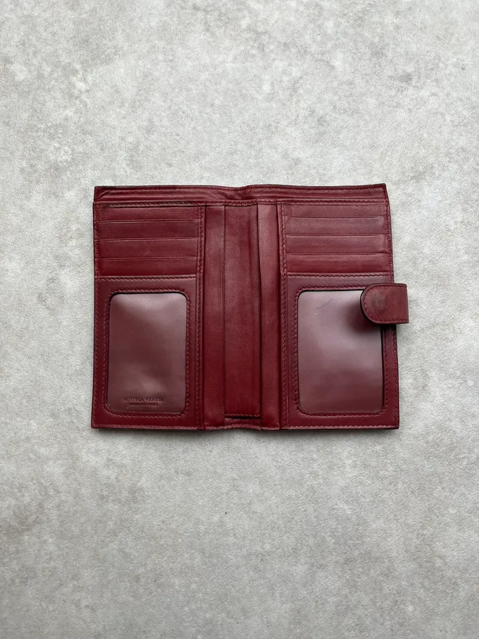 Bottega Veneta Woven Bordeaux Leather Wallet - Image 4