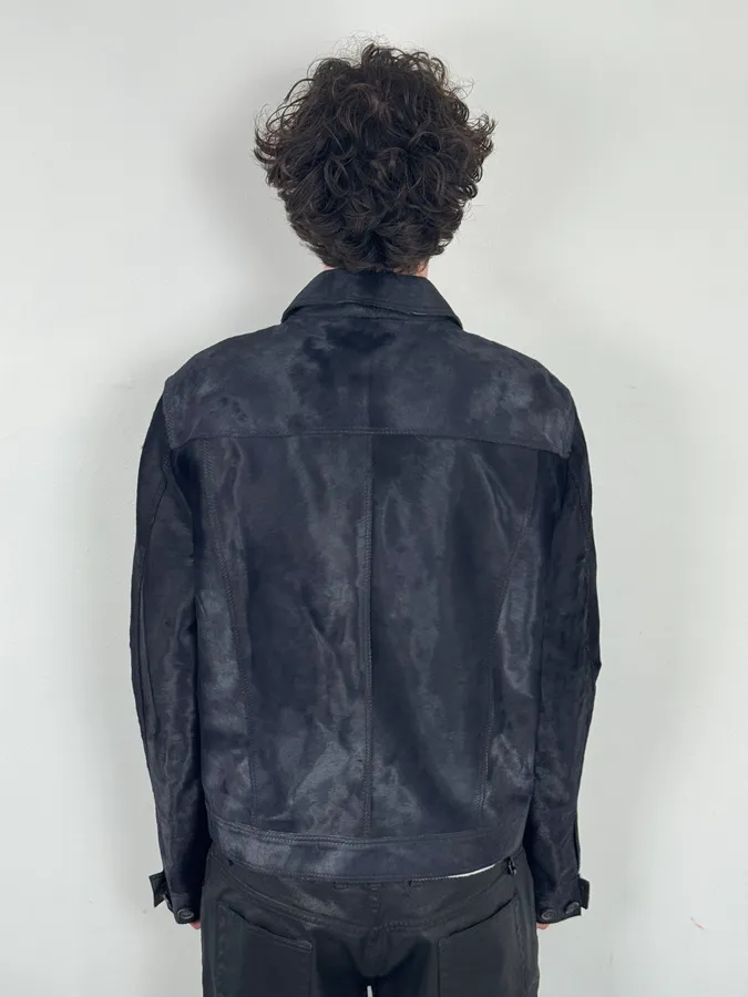 Brioni Dark Black Pony Hair Leather Jacket - Image 3
