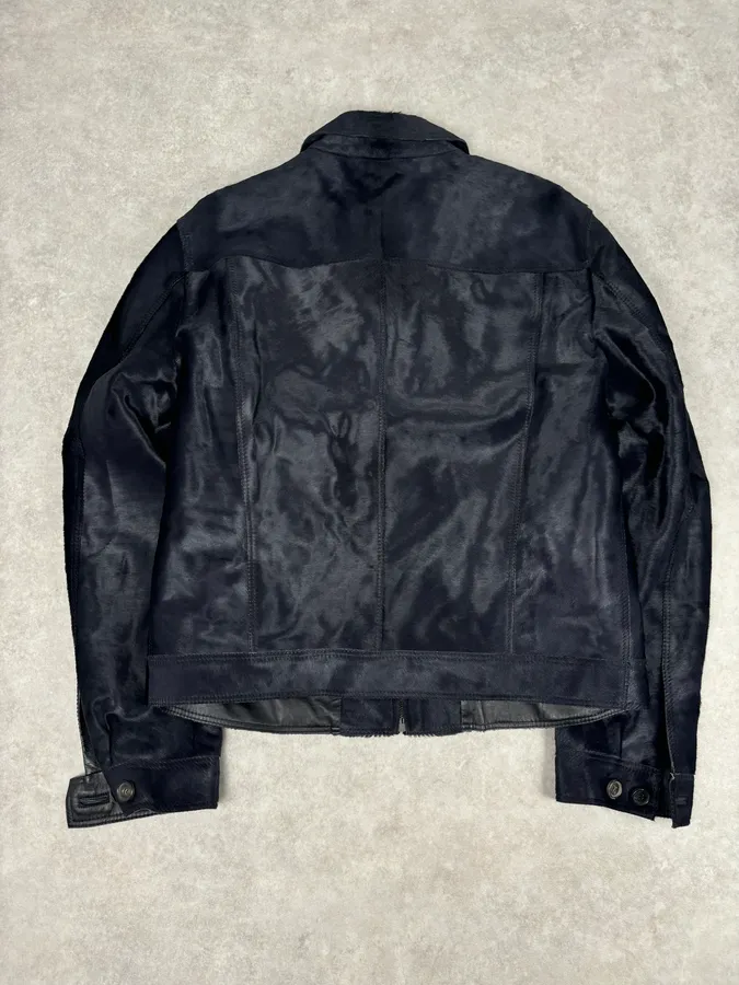 Brioni Dark Black Pony Hair Leather Jacket - Image 5
