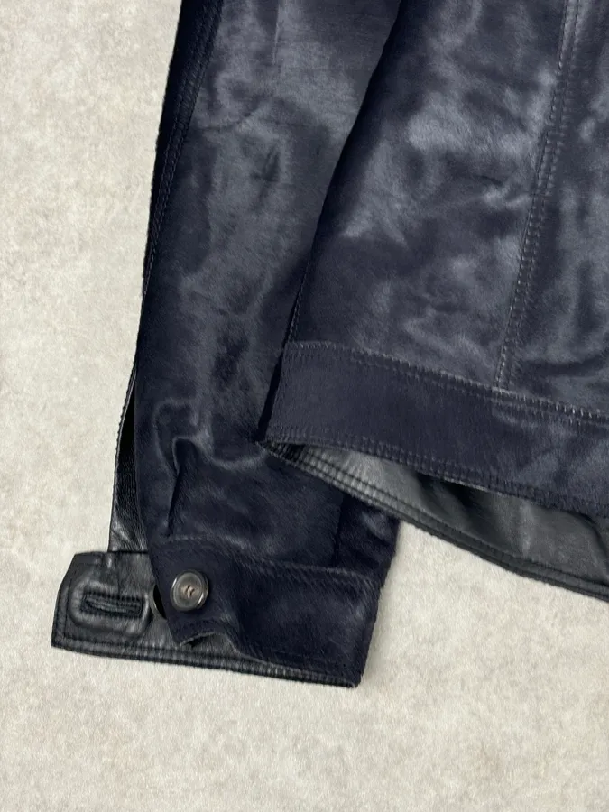 Brioni Dark Black Pony Hair Leather Jacket - Image 9