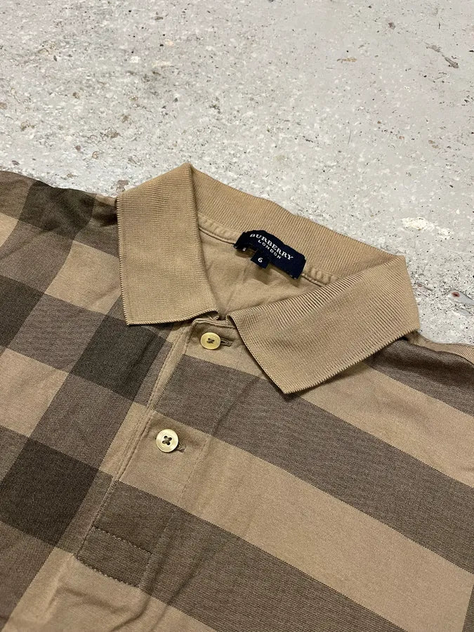Burberry Beige Tartan Polo Shirt - Image 4