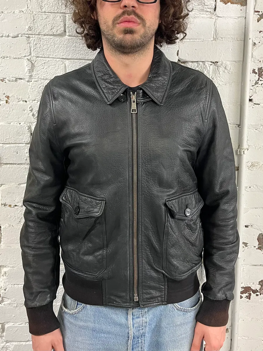 Burberry Black Cargo Pocket Black Premium Leather Jacket - Image 2