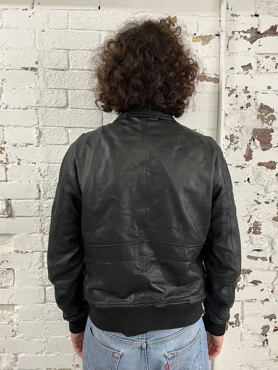 Burberry Black Cargo Pocket Black Premium Leather Jacket - Image 3