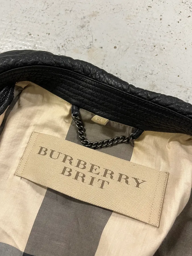 Burberry Black Cargo Pocket Black Premium Leather Jacket - Image 9