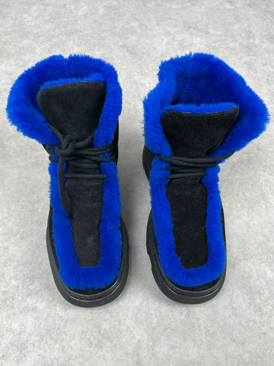 Burberry Black Suede Shearling Creeper Boots - Image 4